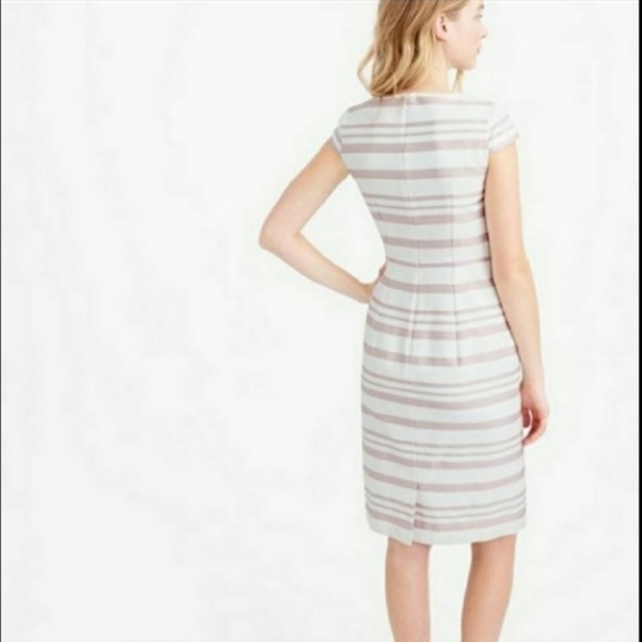 NWT J.crew Striped Sheath short sleeve work Dress Pink and Off White womans sz 4 - Picture 4 of 14